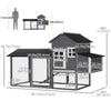 PawHut 84" Chicken Coop Wooden Hen House Rabbit Hutch Poultry Cage Pen Outdoor Backyard with Nesting Box and Run, Grey