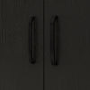 HOMCOM Microwave Cart on Wheels Utility Trolley Storage Sideboard Bookcase with 2-door Cabinet, Black Wood Grain