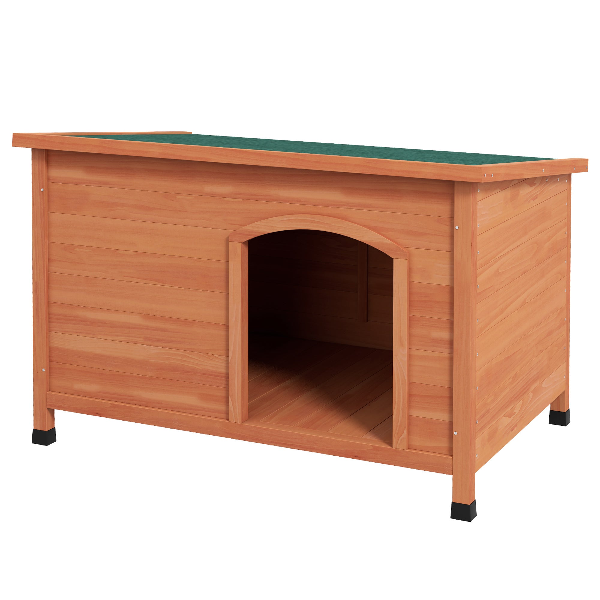 PawHut Wooden Dog Kennel Outdoor Pet House Elevated with Removable Floor, Openable Roof, for Large Dogs, 100 x 65.5 x 68cm - Natural Wood Tone