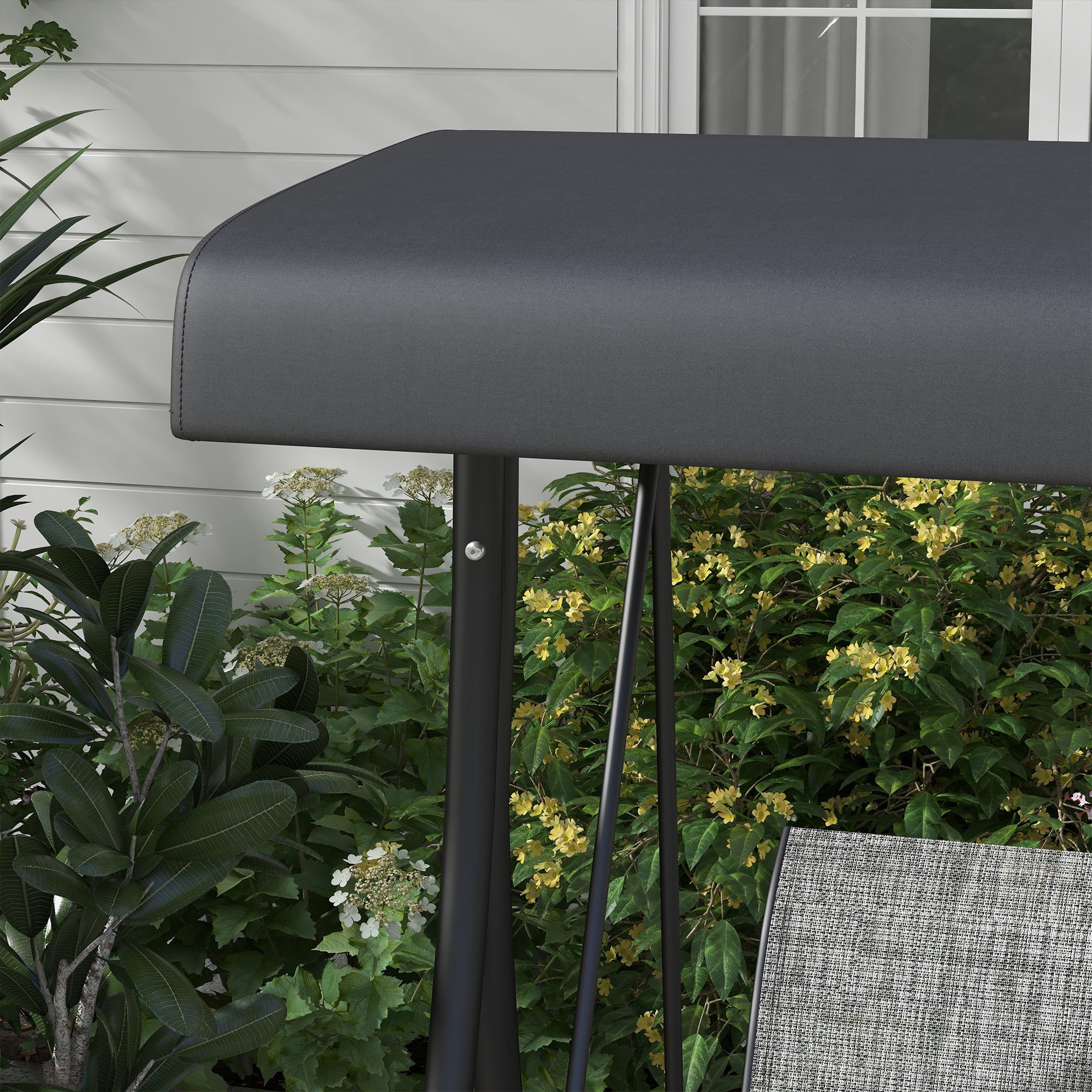 Outsunny 3 Person Porch Swing Outdoor Swing Chair with High Back Design, Side Pouches and Adjustable Canopy, Mixed Grey