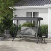 Outsunny 3 Person Porch Swing Outdoor Swing Chair with High Back Design, Side Pouches and Adjustable Canopy, Mixed Grey