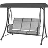 Outsunny 3 Person Porch Swing Outdoor Swing Chair with High Back Design, Side Pouches and Adjustable Canopy, Mixed Grey