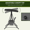 Outsunny 3 Person Porch Swing Outdoor Swing Chair with High Back Design, Side Pouches and Adjustable Canopy, Mixed Grey