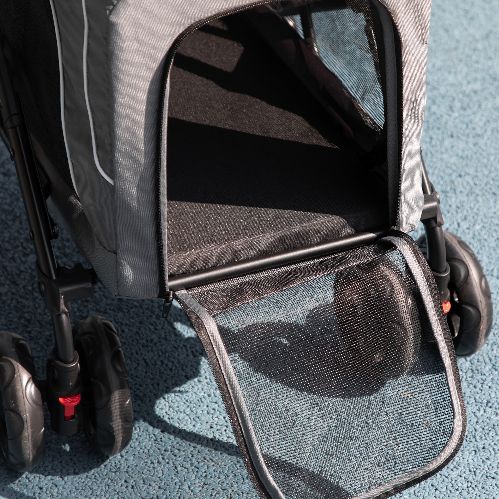 PawHut 3-in-1 Double Pet Stroller for Small Miniature Dogs Cats with Removable Carrier, Foldable Travel Carrier Bag, Car Seat, Grey