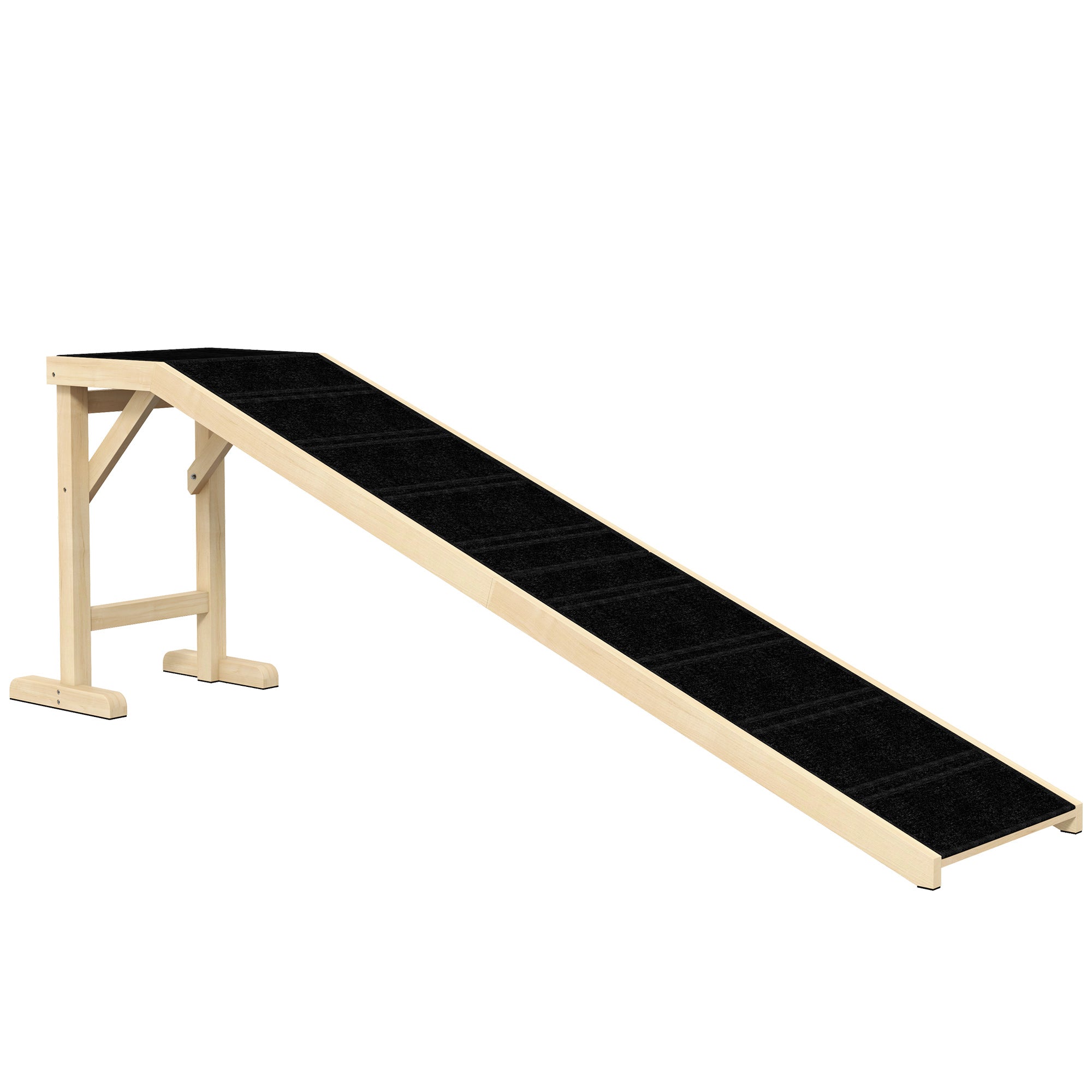 PawHut Dog Ramp for Bed, Pet Ramp for Dogs with Non-Slip Carpet and Top Platform, 74" x 16" x 25", Natural