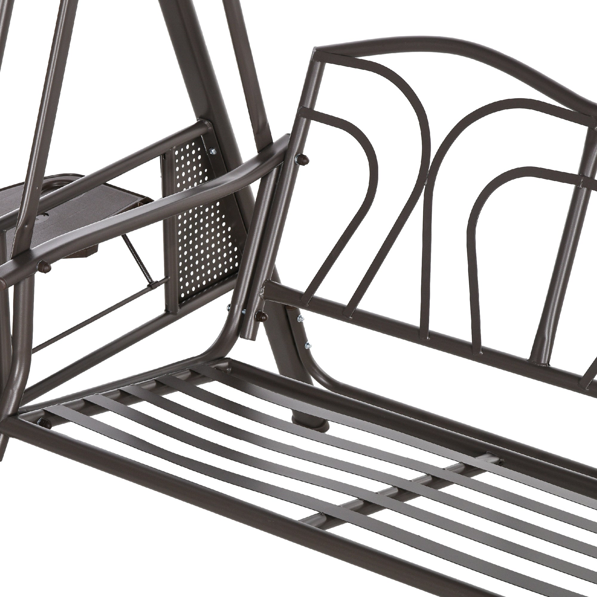 Outsunny 3 Seater Porch Swing Heavy Duty Outdoor Swing Chair Outdoor Lounge Hammock Cushioned Seat w/ Tilt Canopy, Dark Blue