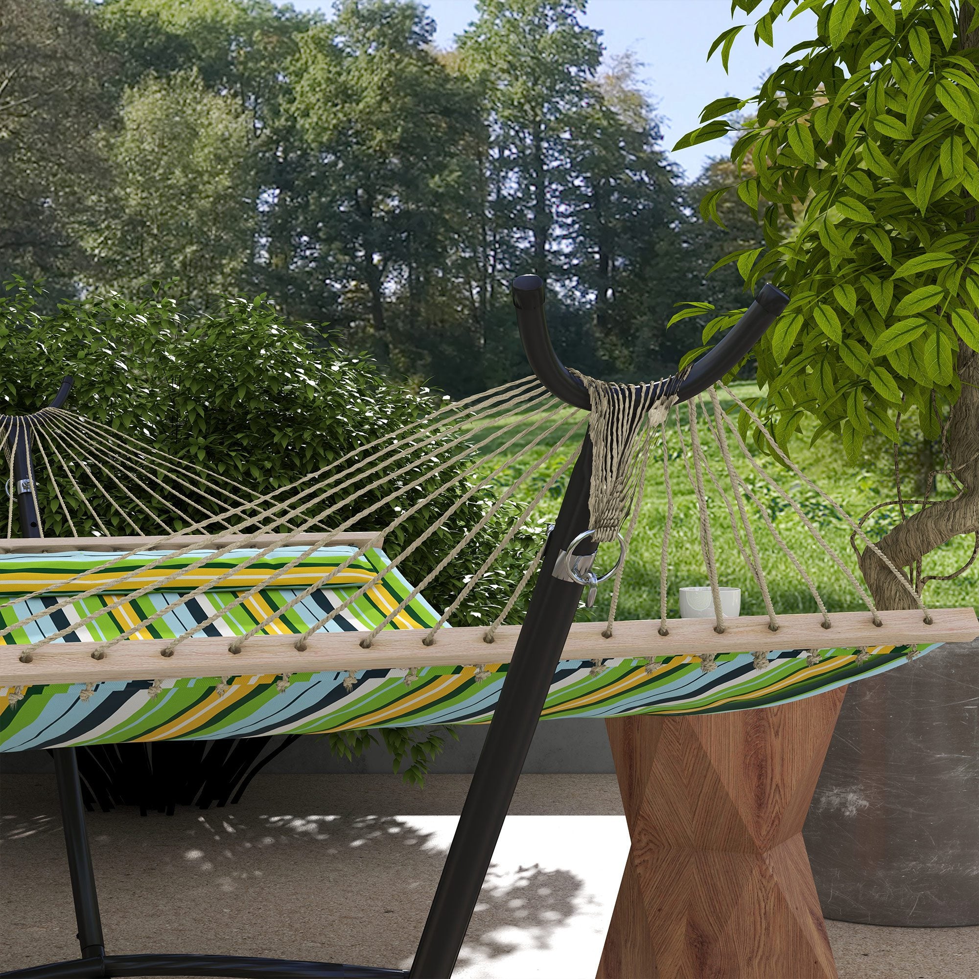 Outsunny 9.5ft Hammock Stand Only, Portable Hammock with Wheels, Adjustable Hammock Net Stand, for String-style, Brazilian-style, Flat-style, Rope-style Hammocks, Black