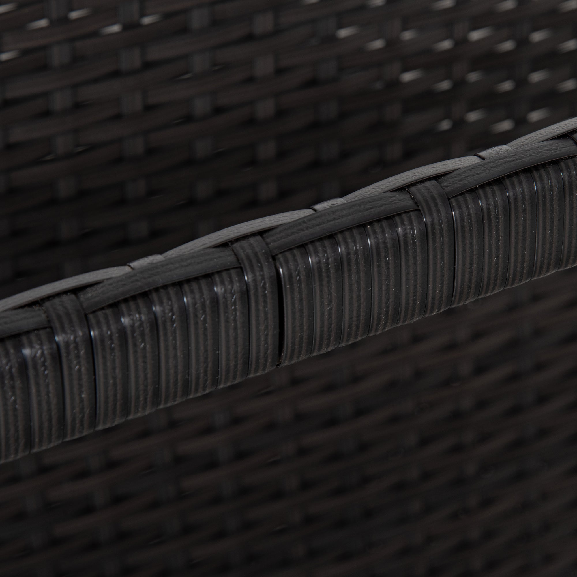 Outsunny Rolling Pool Storage Rattan Patio Furniture Outdoor Storage Wicker Organizer for Floats, Pool Noodles, Paddles, Balls, Towels, Accessories for Garden Lawn, Brown