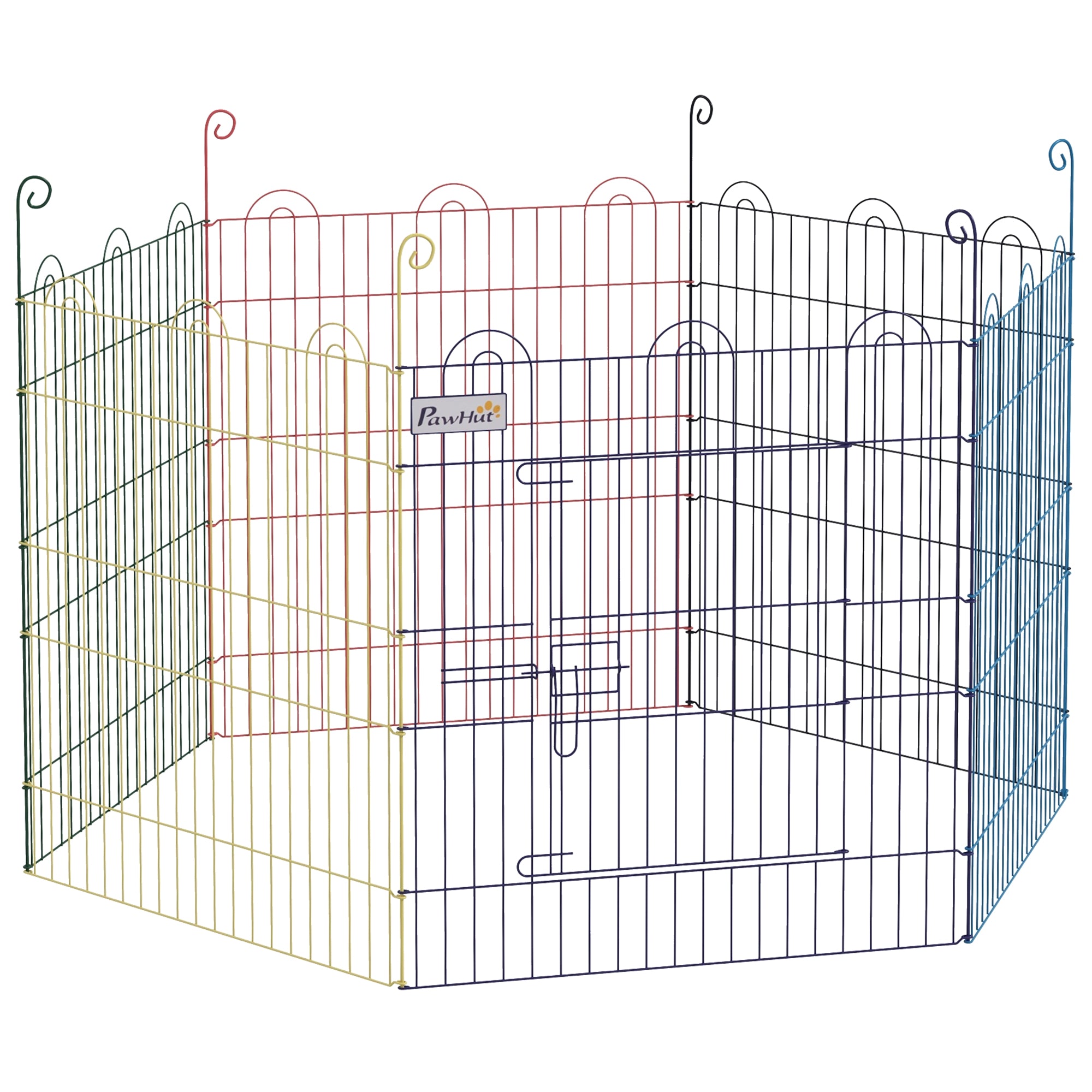 PawHut Dog Playpen, Puppy Pen, Metal Rabbit Run, Pet Crate Fence w/ Door, for Indoors and Outdoors, 60H x Φ120cm