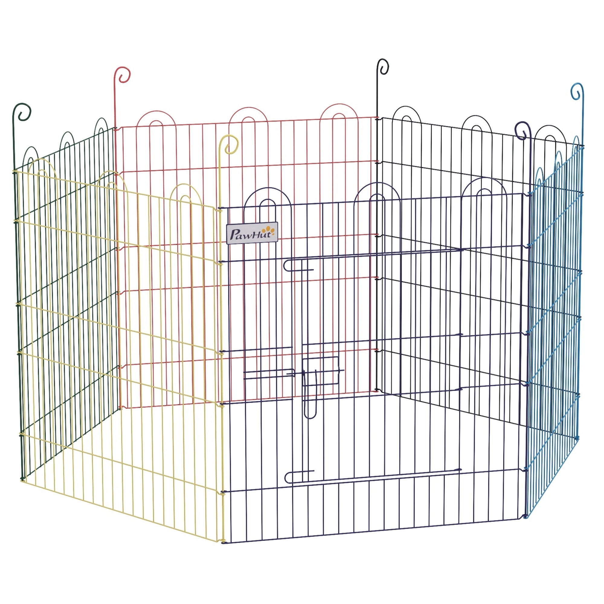 PawHut Dog Playpen, Puppy Pen, Metal Rabbit Run, Pet Crate Fence w/ Door, for Indoors and Outdoors, 60H x Φ120cm
