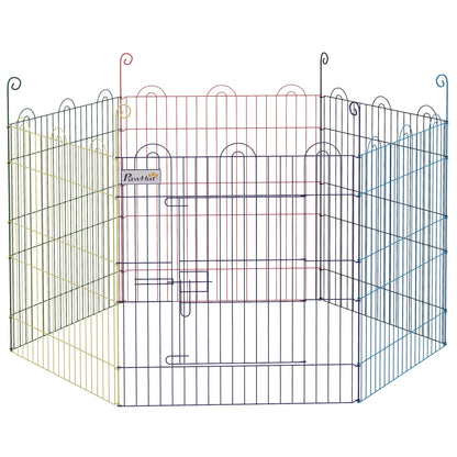 PawHut Dog Playpen, Puppy Pen, Metal Rabbit Run, Pet Crate Fence w/ Door, for Indoors and Outdoors, 60H x Φ120cm