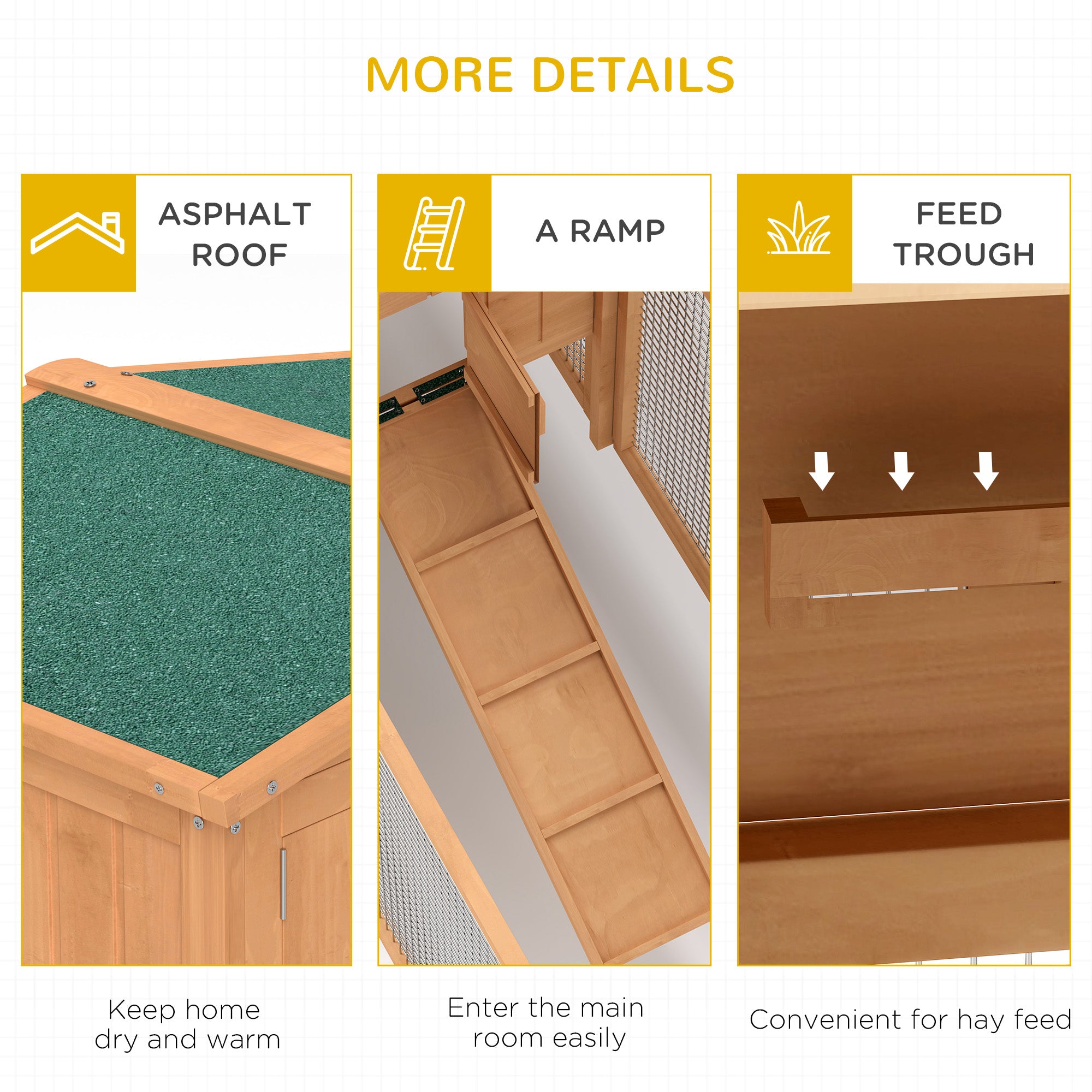 PawHut Wooden Rabbit Hutch Cage Bunny House Chicken Coop Habitats with Run