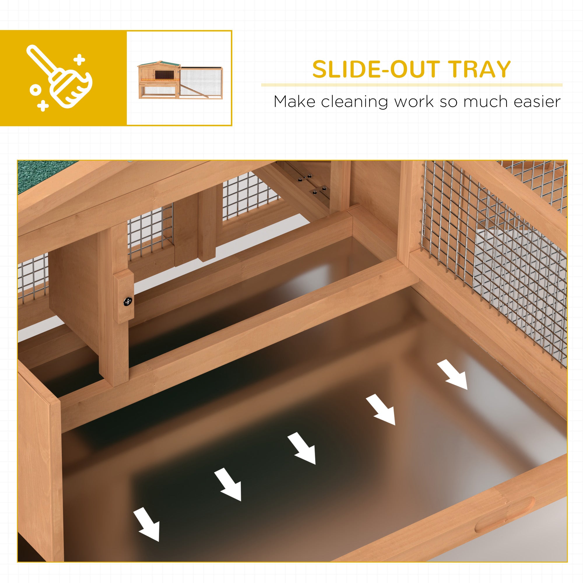 PawHut Wooden Rabbit Hutch Cage Bunny House Chicken Coop Habitats with Run