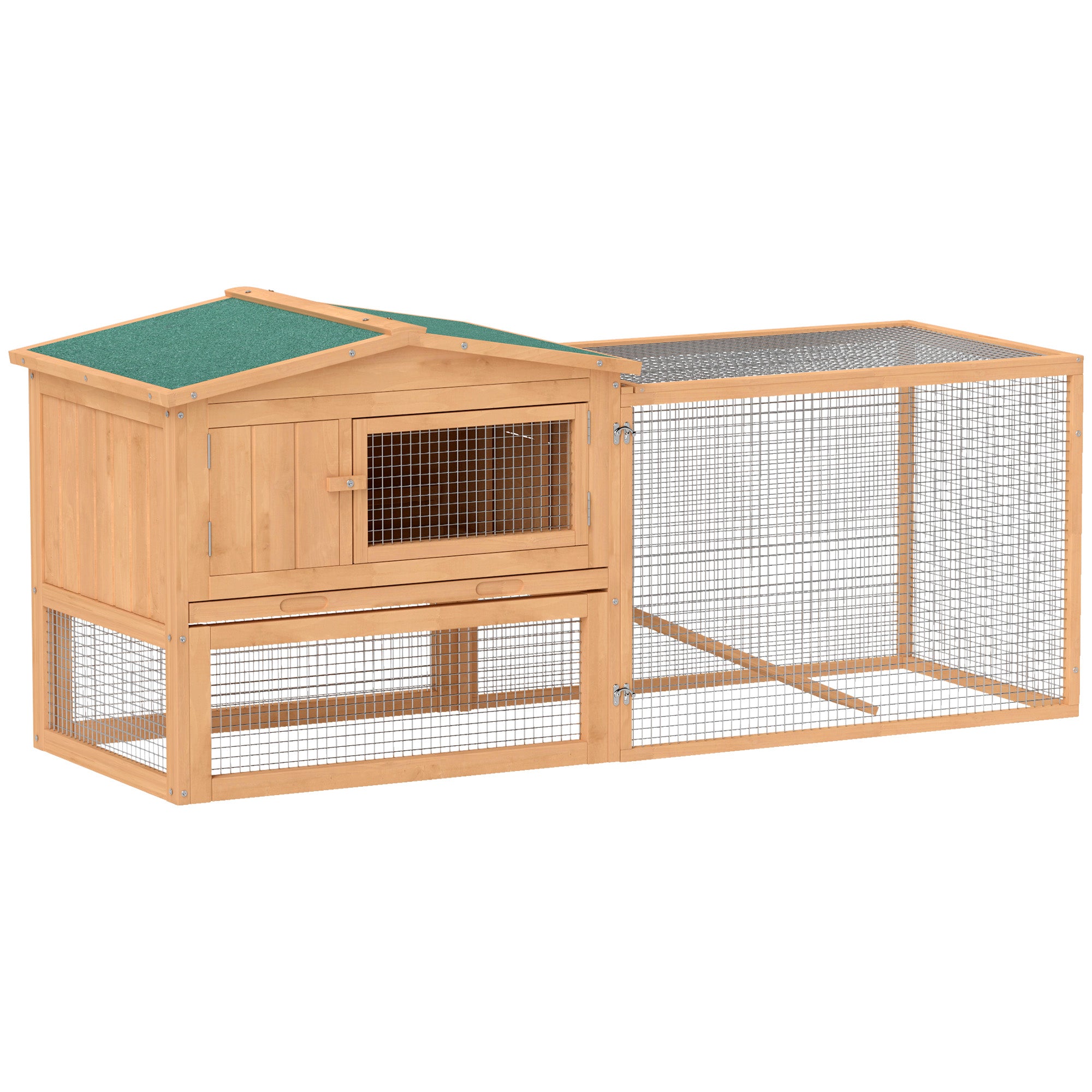 PawHut Wooden Rabbit Hutch Cage Bunny House Chicken Coop Habitats with Run
