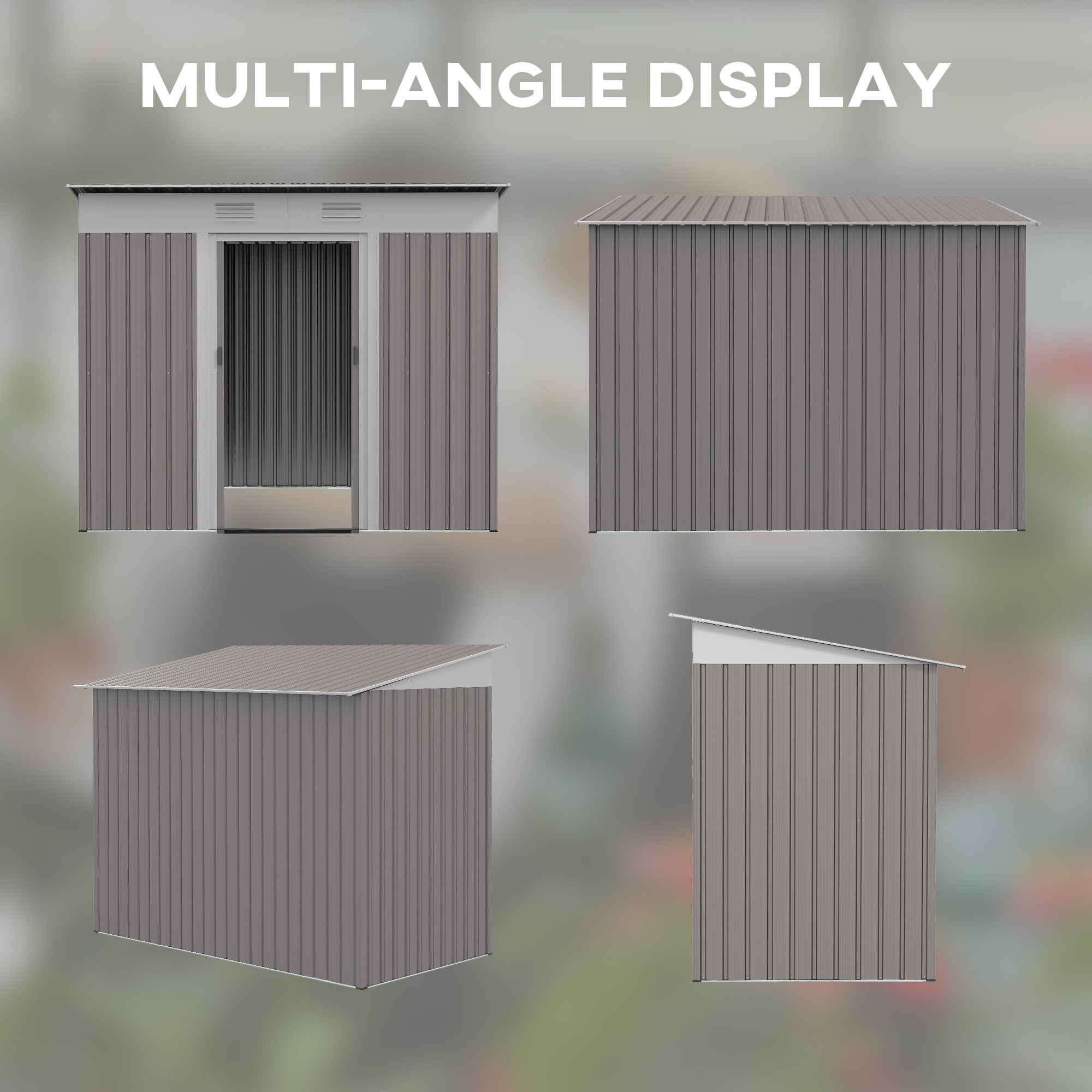 Outsunny 7' x 4' Outdoor Storage Shed, Metal Garden Tool Storage House Organizer with Lockable Sliding Doors and Vents for Backyard Patio Lawn, Light Grey