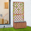 Outsunny 2.4 x 1 x 4.9 ft Raised Garden Bed, Wooden Planter with Topped Trellis for Climbing Plants, Flower Raised Bed, Orange