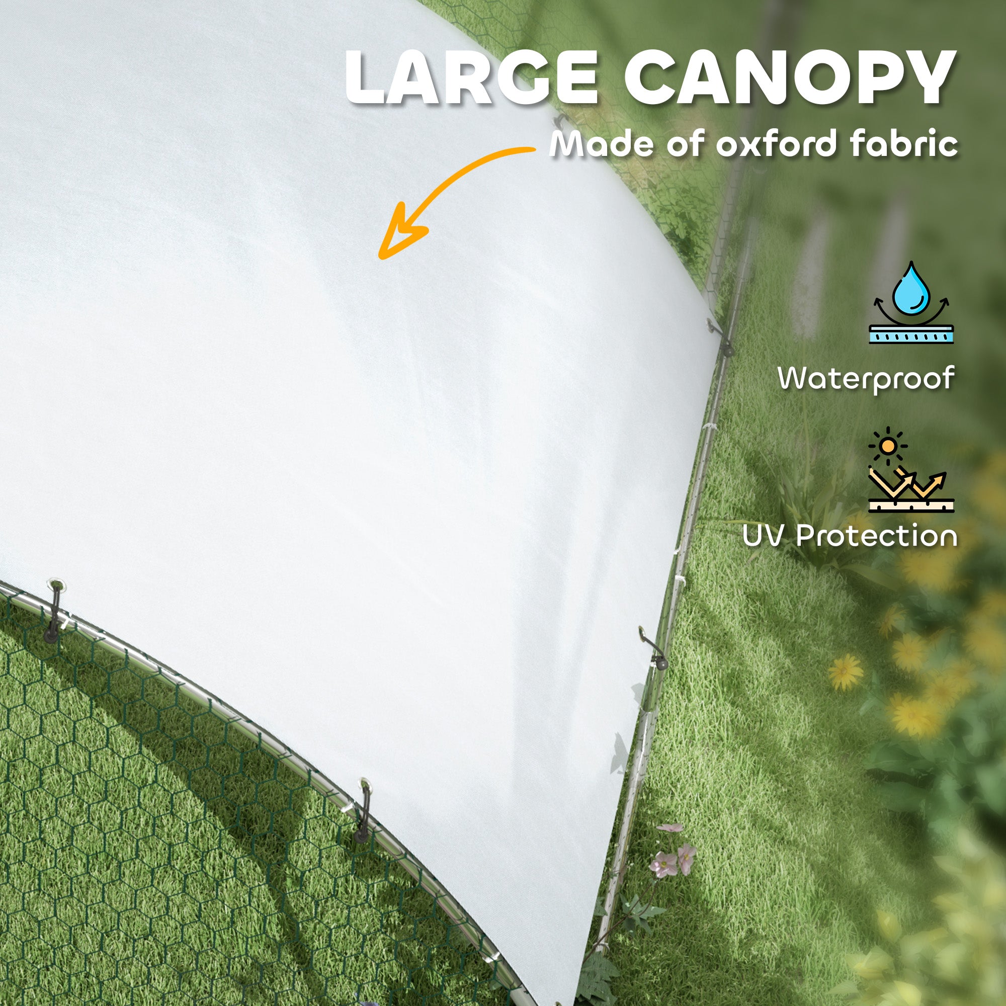 PawHut Large Chicken Coop Metal Chicken Run with Waterproof and Anti-UV Cover, Dome Shaped Walk in Fence Cage Hen House for Outdoor and Yard Farm Use, 1" Tube Diameter, 9.2' x 31.2' x 6.5'