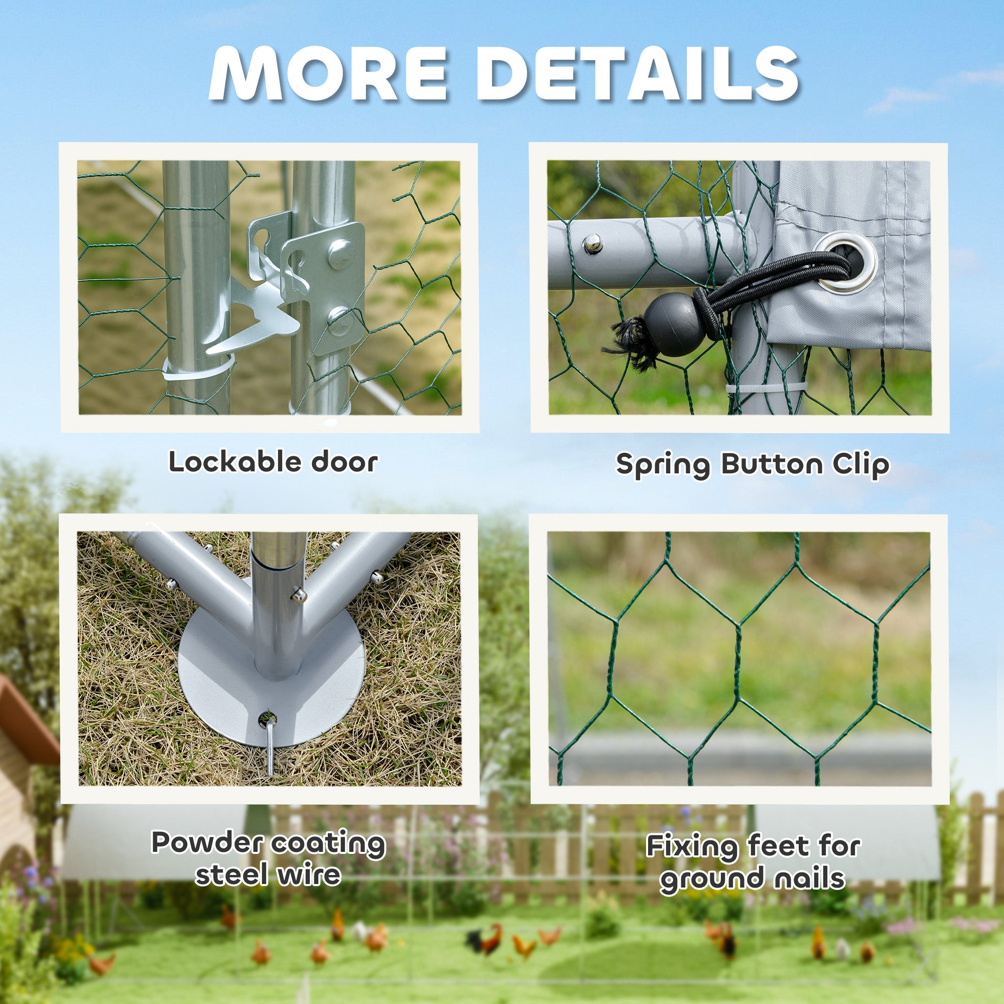 PawHut Large Chicken Coop Metal Chicken Run with Waterproof and Anti-UV Cover, Dome Shaped Walk in Fence Cage Hen House for Outdoor and Yard Farm Use, 1" Tube Diameter, 9.2' x 31.2' x 6.5'