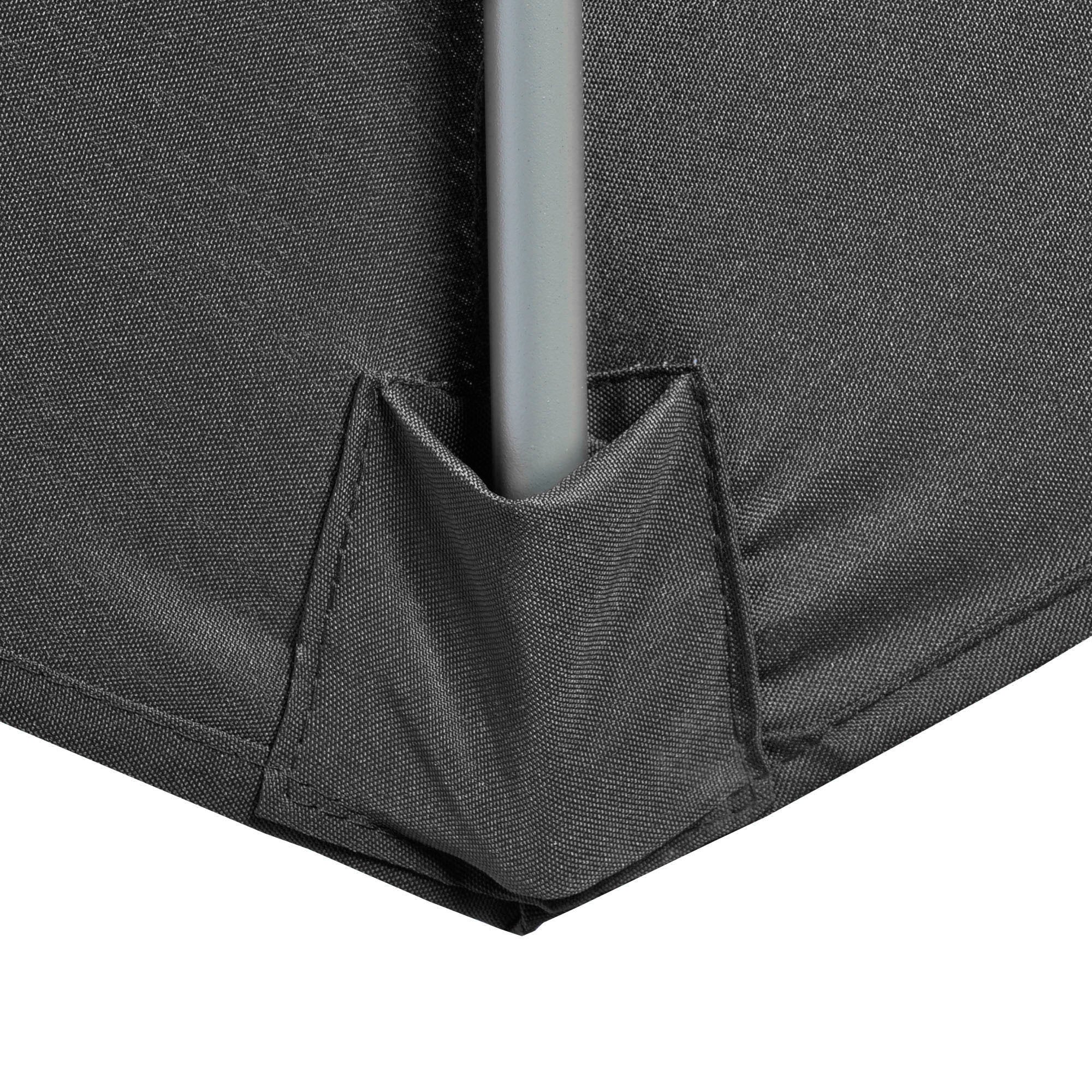 Outsunny 9.6ft Offset Patio Umbrella with Base, Garden Hanging Parasol with Crank, Banana Cantilever Umbrella Sun Shade, Black