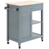 HOMCOM Rolling Kitchen Cart with Wood Top and Drawer, Kitchen Island on Wheels for Dining Room, Grey