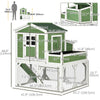 PawHut 42" Chicken Coop, Wooden Hen Run House, Rabbit Hutch with Nesting Box, Removable Tray, Asphalt Roof, Planting Lattice, Green