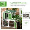 PawHut 42" Chicken Coop, Wooden Hen Run House, Rabbit Hutch with Nesting Box, Removable Tray, Asphalt Roof, Planting Lattice, Green