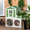 PawHut 42" Chicken Coop, Wooden Hen Run House, Rabbit Hutch with Nesting Box, Removable Tray, Asphalt Roof, Planting Lattice, Green