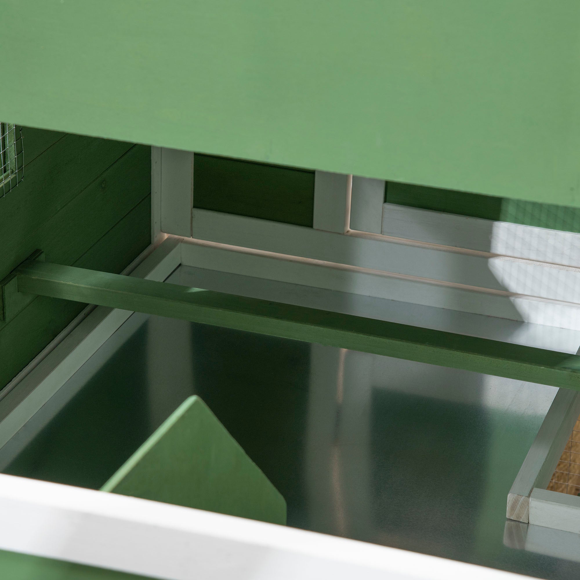 PawHut 42" Chicken Coop, Wooden Hen Run House, Rabbit Hutch with Nesting Box, Removable Tray, Asphalt Roof, Planting Lattice, Green