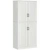 HOMCOM 71" Kitchen Pantry Cabinet, Freestanding Storage Cupboard with 4 Hinged Doors and Adjustable Shelves, White