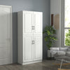 HOMCOM 71" Kitchen Pantry Cabinet, Freestanding Storage Cupboard with 4 Hinged Doors and Adjustable Shelves, White
