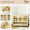 PawHut Wooden Hamster Cage, 3 Tier Rat Cage with Openable Roof, Run, Ladders, Wheels, Tray, for Hamsters, Rats, Syrian, Small Animals Exercise Play House, Natural Wood