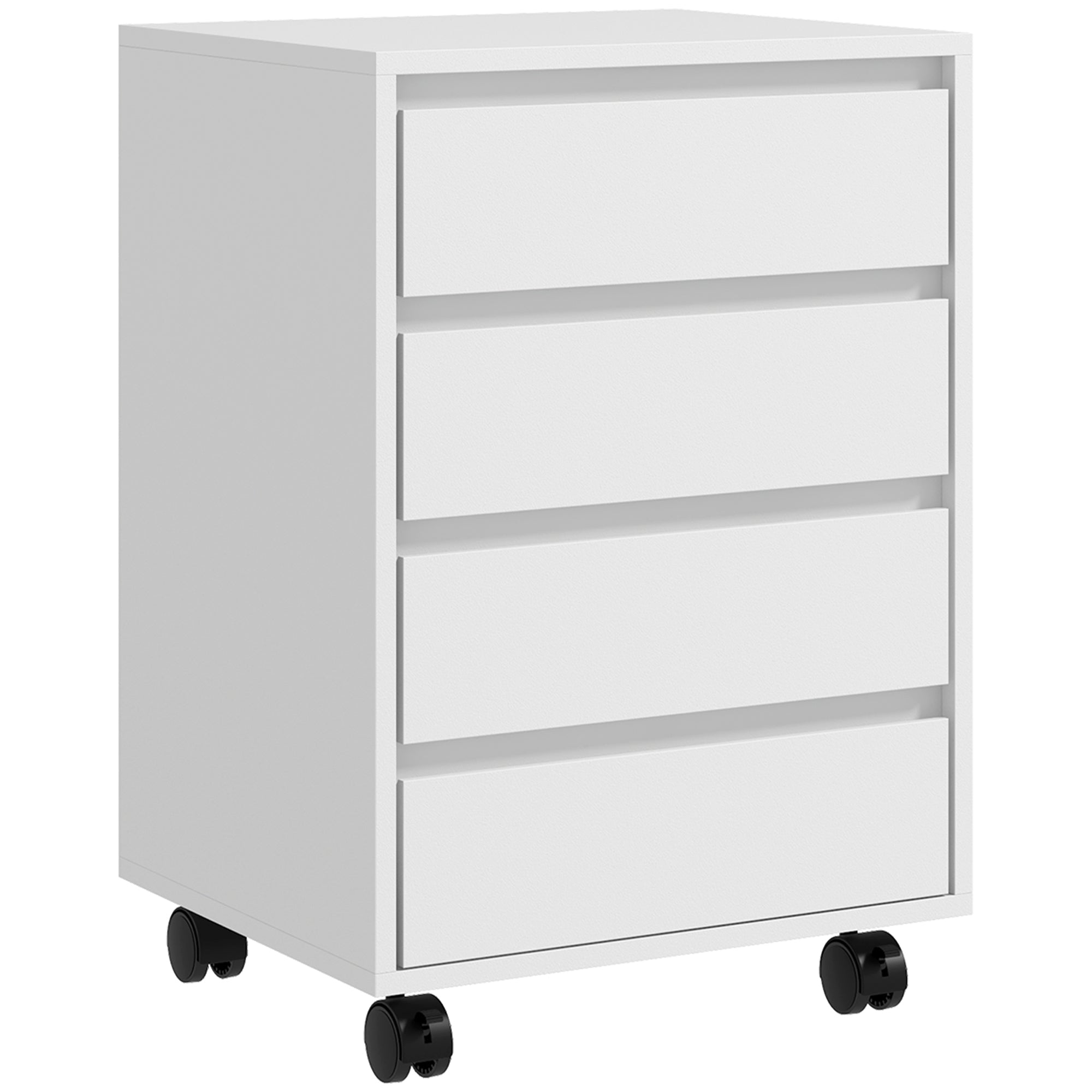 HOMCOM Mobile Filing Cabinet with 4 Drawers, Under Desk Storage Cabinet for Home Office, White