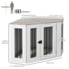 PawHut 41" Dog Crate Furniture, Corner Dog Crate End Table for Medium and Small Dogs, Indoor Dog Cage with Cushion, Door, Lock, White