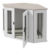 PawHut 41" Dog Crate Furniture, Corner Dog Crate End Table for Medium and Small Dogs, Indoor Dog Cage with Cushion, Door, Lock, White