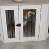 PawHut 41" Dog Crate Furniture, Corner Dog Crate End Table for Medium and Small Dogs, Indoor Dog Cage with Cushion, Door, Lock, White