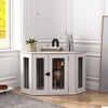 PawHut 41" Dog Crate Furniture, Corner Dog Crate End Table for Medium and Small Dogs, Indoor Dog Cage with Cushion, Door, Lock, White