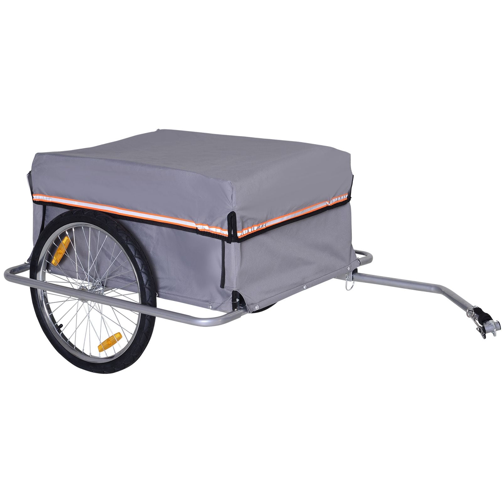 Aosom Bicycle Cargo Trailer Cart Carrier Garden Use w/ Quick Release, Cover, Grey