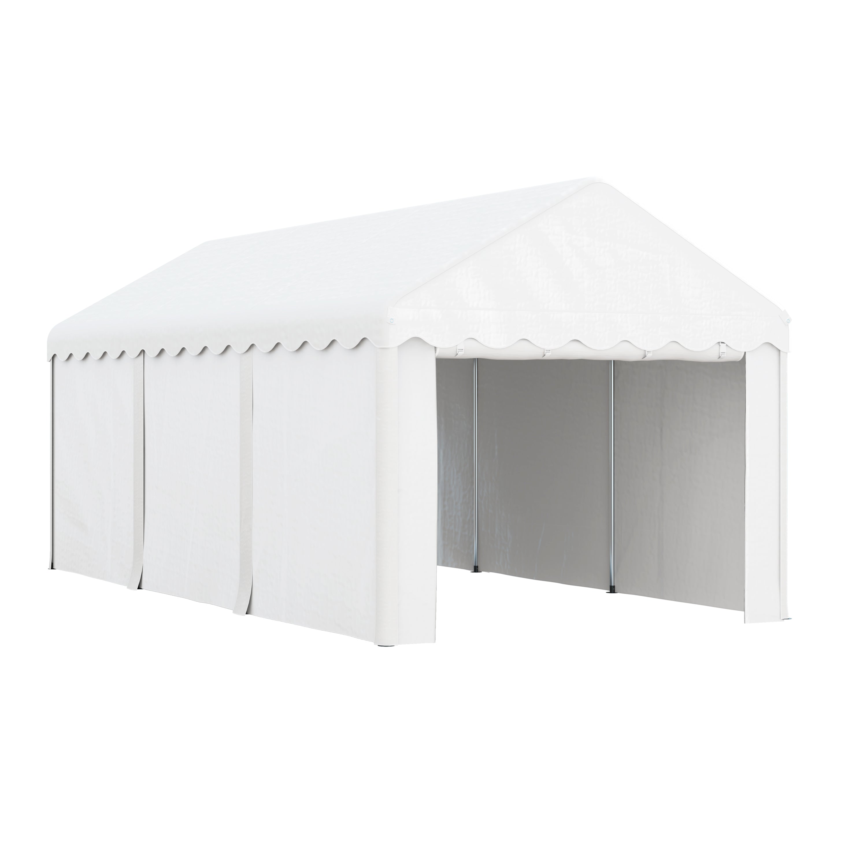 Outsunny Carport, 10 x 20ft Portable Garage, Heavy Duty Car Shelter with 2 Roll-up Doors and Removable Sidewalls, for Car, Truck, SUV, Boat, Garden Tools, White
