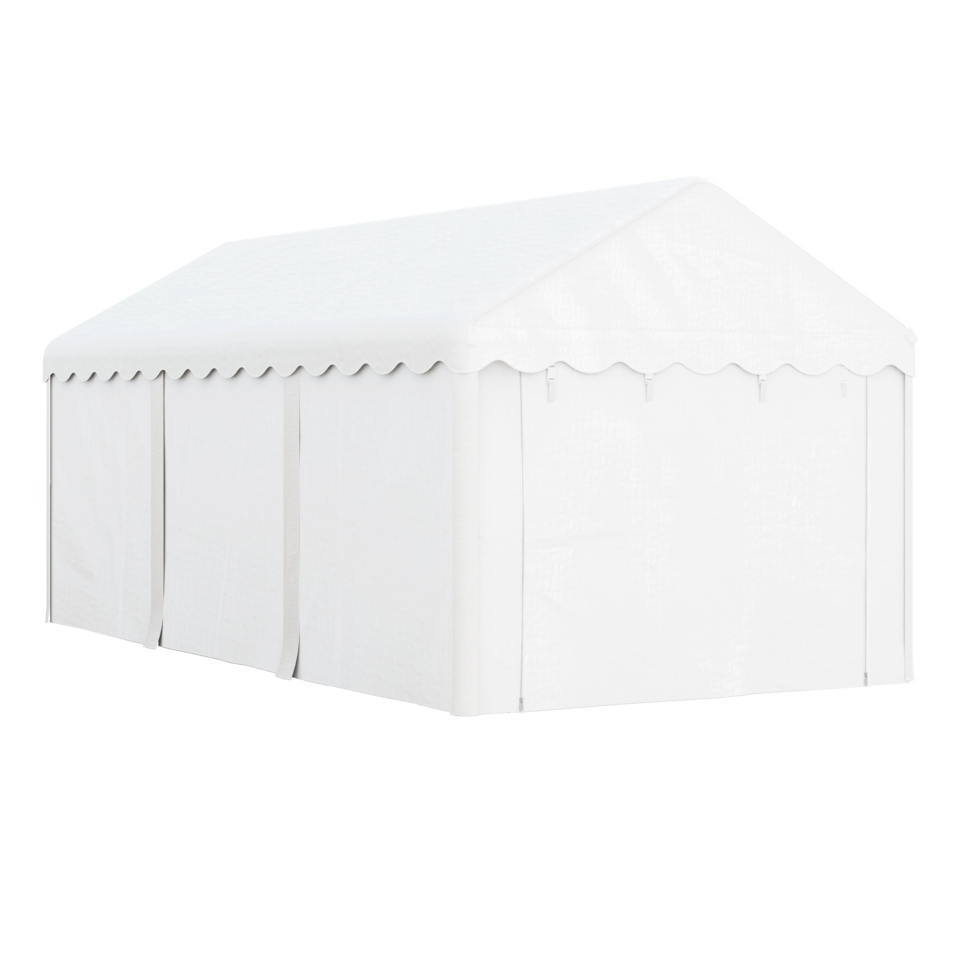 Outsunny Carport, 10 x 20ft Portable Garage, Heavy Duty Car Shelter with 2 Roll-up Doors and Removable Sidewalls, for Car, Truck, SUV, Boat, Garden Tools, White