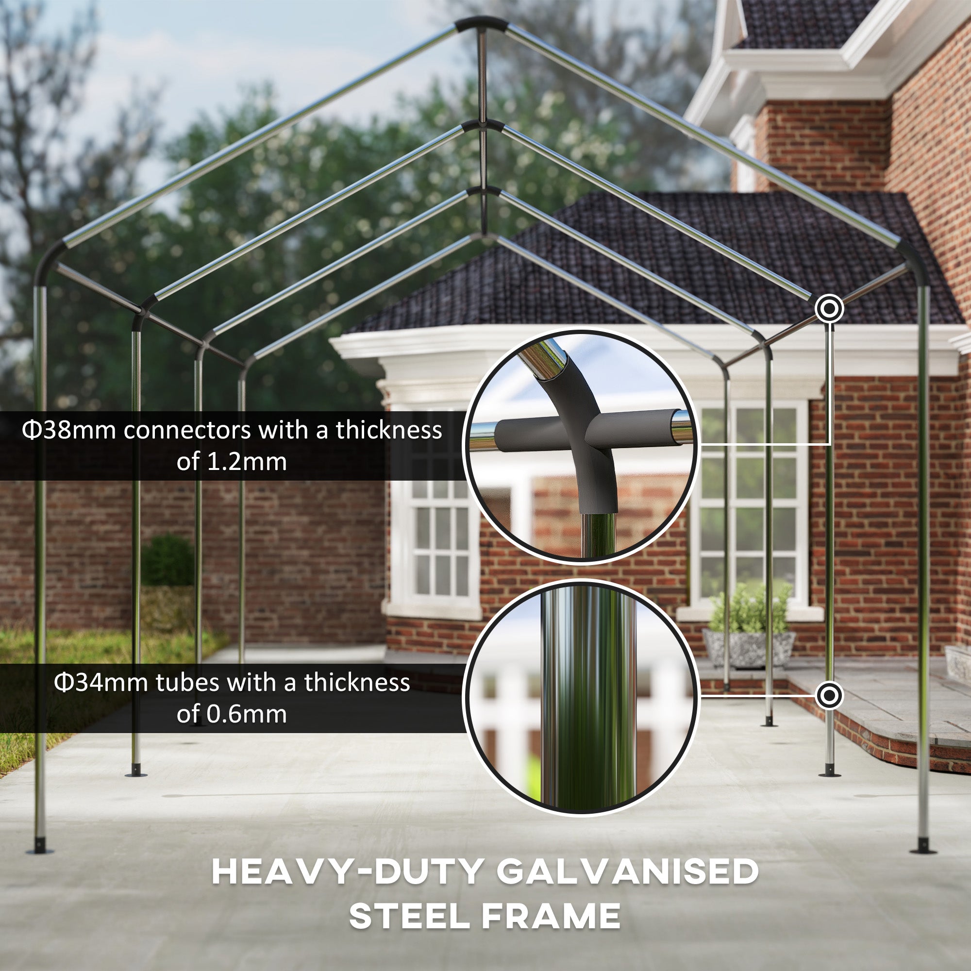 Outsunny Carport, 10 x 20ft Portable Garage, Heavy Duty Car Shelter with 2 Roll-up Doors and Removable Sidewalls, for Car, Truck, SUV, Boat, Garden Tools, White