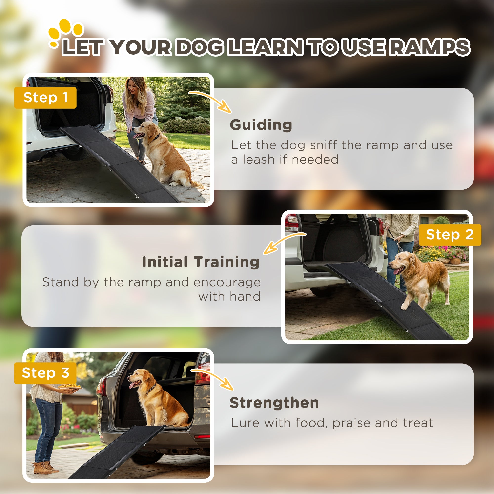 PawHut Folding Pet Ramp, 62 Inch Lightweight Portable Dog Ramp for Extra Large Dogs, Non-Slip Surface for Cars, Trucks and SUVs, Black