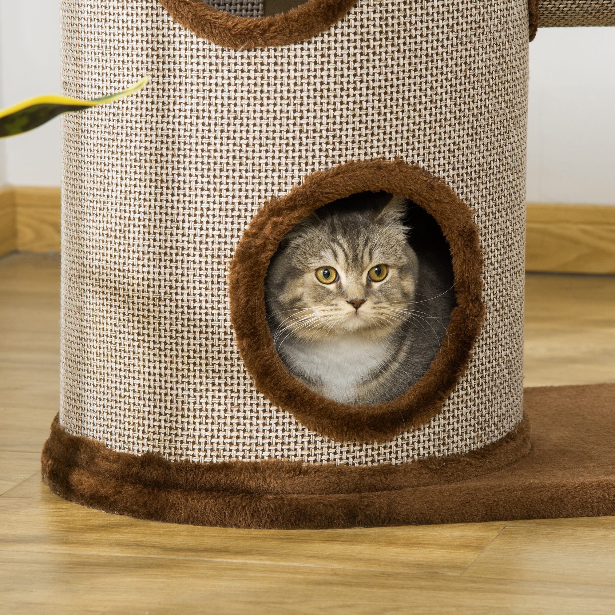 PawHut Cat Tree Tower Indoor Cats Climbing Activity Centre Kitten Furniture w/ Cat House, Bed, Scratching Post, Hanging Toy, Brown