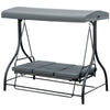 Outsunny 3 Seater Patio Swing Chair Convertible Cushioned Porch Swing Bed Outdoor Swing with Canopy Dark Grey