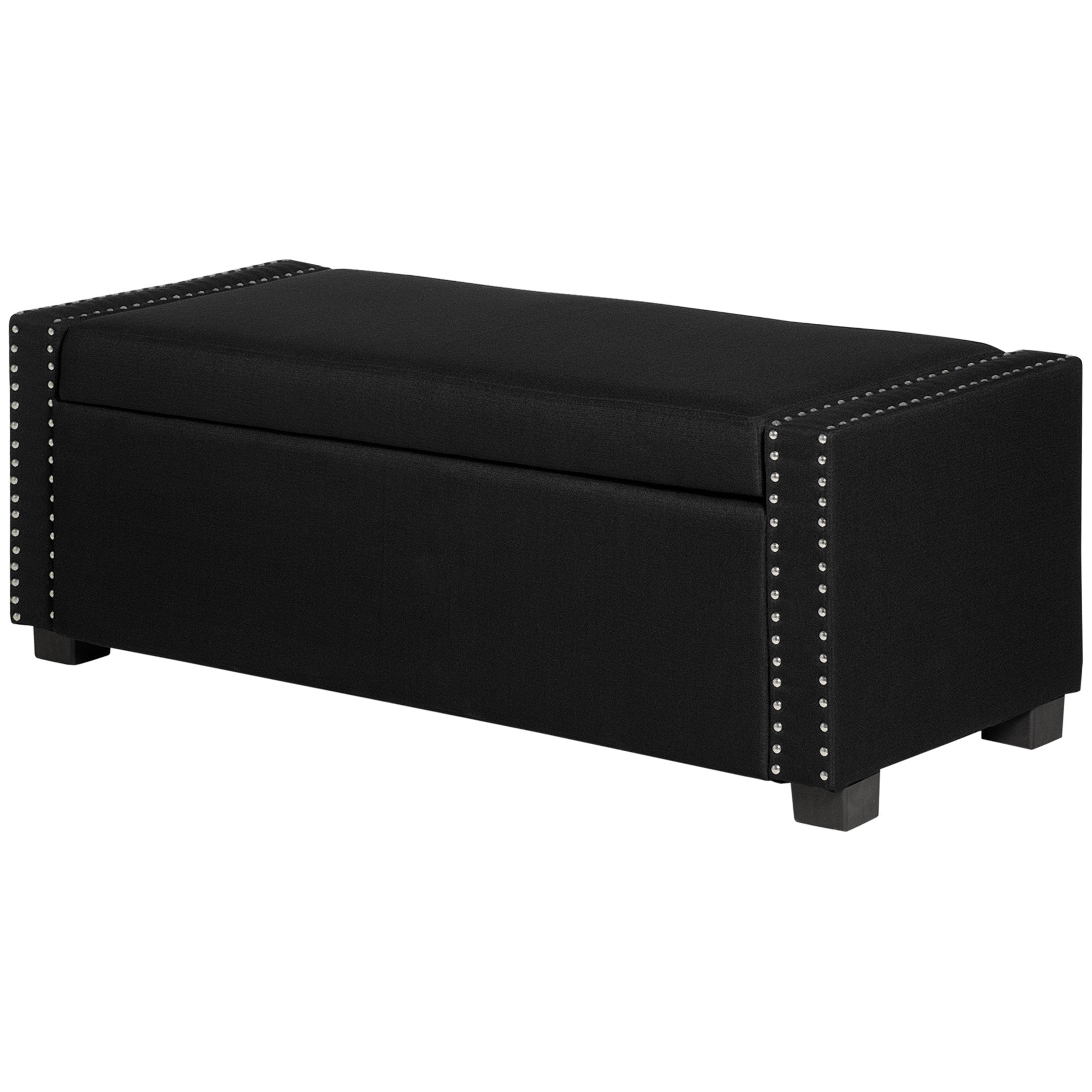 HOMCOM Upholstered Flip Top Storage Bench Fabric Ottoman for Bedroom, Living room, Dark Grey