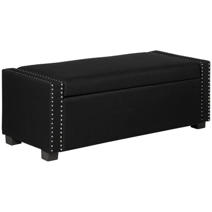 HOMCOM Upholstered Flip Top Storage Bench Fabric Ottoman for Bedroom, Living room, Dark Grey