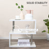HOMCOM Square Side Table, 3-Tier End Table with Storage Shelves and Metal Frame, S-Shaped Accent Table for Living Room, White