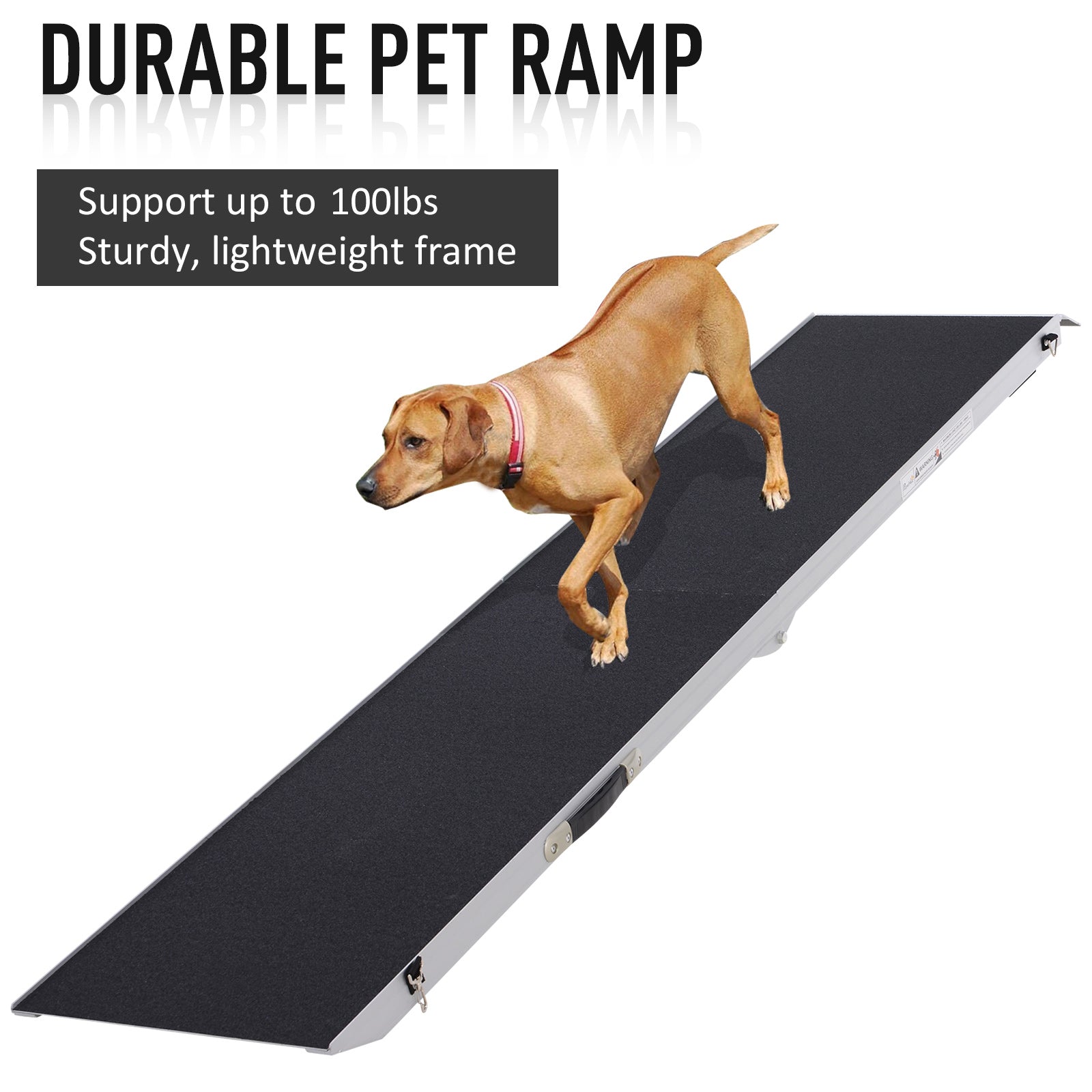 PawHut 96" Portable Bi-Fold Folding Vehicle Pet Ramp with Safety Lock & Convenient Carry Handle