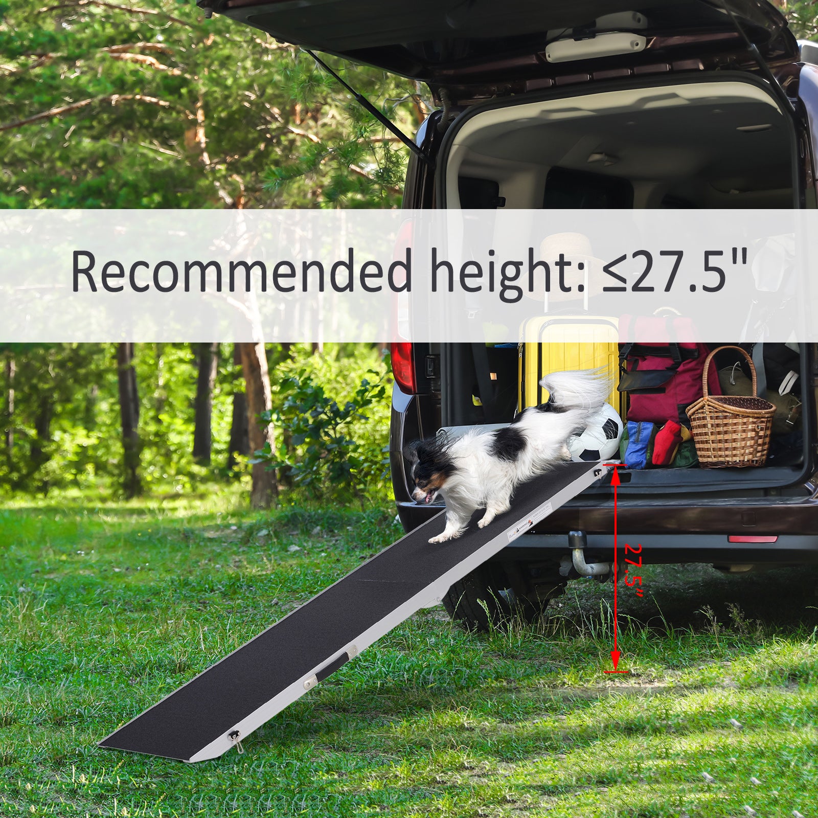 PawHut 96" Portable Bi-Fold Folding Vehicle Pet Ramp with Safety Lock & Convenient Carry Handle