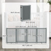 PawHut Free Standing Wooden Pet Gate Indoor Dog Barrier Foldable Step Over Doorway Fence Safety Gate with Open Door Z Shape 4 Panel Light Grey