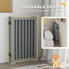 PawHut Free Standing Wooden Pet Gate Indoor Dog Barrier Foldable Step Over Doorway Fence Safety Gate with Open Door Z Shape 4 Panel Light Grey